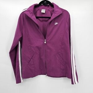 Nike purple striped embroidered windbreaker jacket women's size large